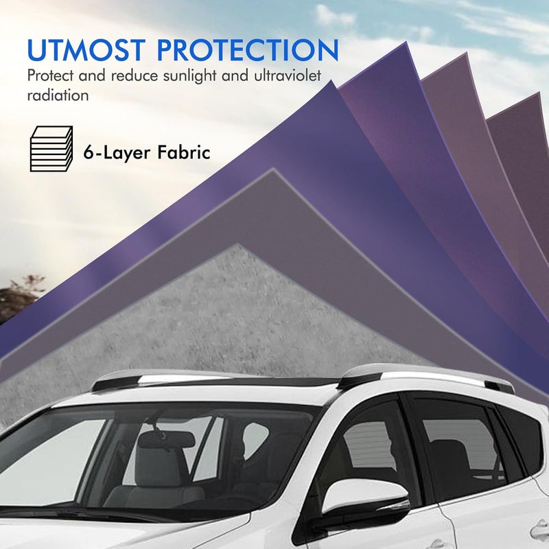 DINGHAO Car Cover Waterproof All Weather, 6 Layers Outdoor Full Exterior Cover Rain Sun UV Snowproof Protection with Zipper Cotton, Mirror Pocket for Toyota RAV4 - Image 4